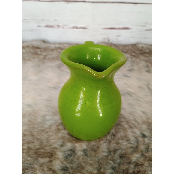 Handcrafted 4 in Tall Italian Green Ceramic Pitcher Vase Small Rustic Decorative - Picture 2 of 7